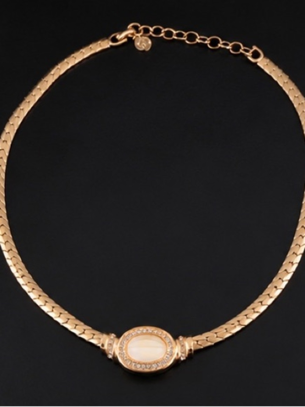 Dior Gold-Tone Crystal & Mother-of-Pearl Collar Necklace